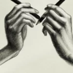 two hands holding pencils